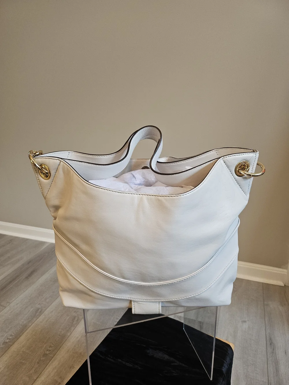 Michael Kors Cream Leather Convertible Hobo Shoulder Bag (One Size)
